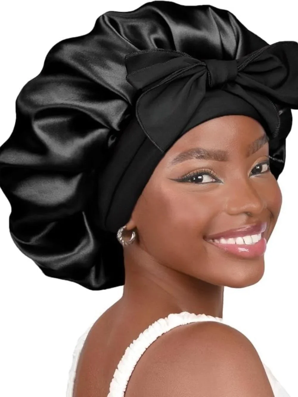 Adjustable Double Layer Satin Silk Bonnet for Sleeping, Reduces Frizz & Friction